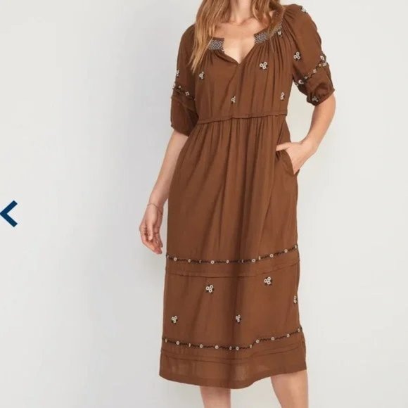 Old Navy Puff Sleeve Smocked Boho Dress - Picture 1 of 3
